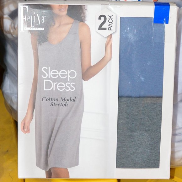 Felina Women's Sleep Dress Cotton Modal Stretch 2 Pack - Picture 2 of 8